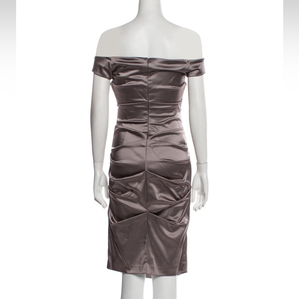 NWT Nicole Miller Knee-Length Body Contouring Ruched Silk and Spandex Dress—BLUE - Picture 2 of 11